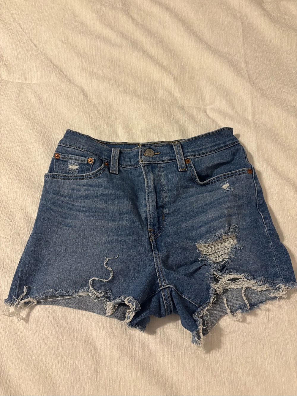 Levi's Distressed Blue Denim Jean Shorts